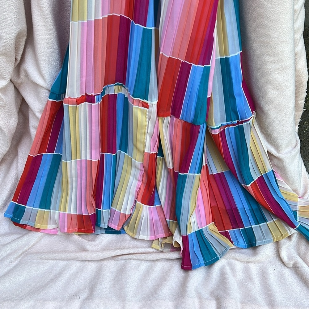 Fate rainbow multi-color summer maxi dress women’s size medium - Picture 4 of 16